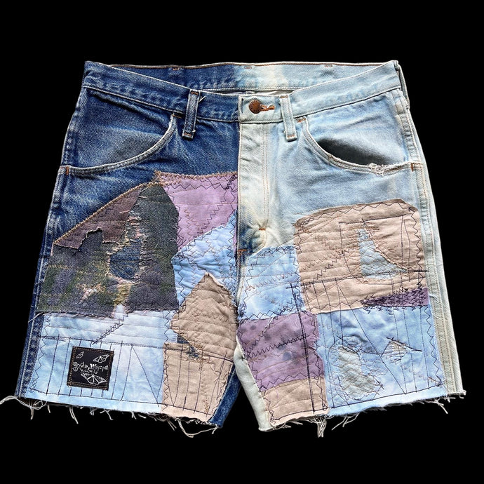 split & scrapped jean shorts
