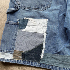 scrapped baggy jean shorts